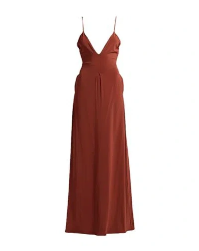 Federica Tosi Woman Maxi Dress Rust Size 8 Viscose, Elastane In Red