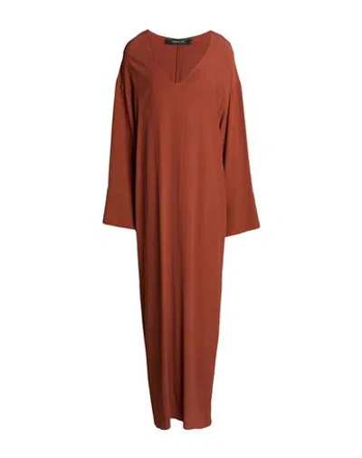 Federica Tosi Woman Maxi Dress Tan Size 4 Silk, Acetate In Brown