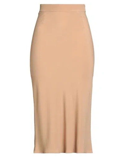 Federica Tosi Woman Midi Skirt Camel Size 6 Silk, Acetate