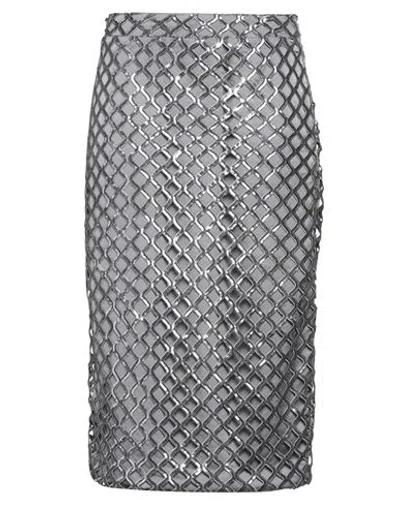 Federica Tosi Woman Midi Skirt Grey Size 8 Polyester, Elastane In Gray
