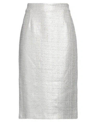 Federica Tosi Woman Midi Skirt Silver Size 6 Cotton, Polyester In Gray