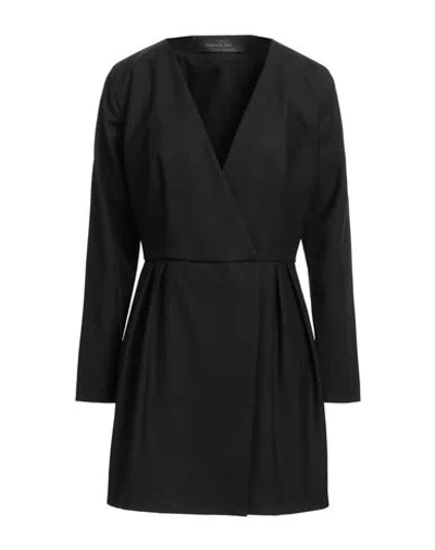 Federica Tosi Woman Mini Dress Black Size 8 Polyester, Virgin Wool, Elastane