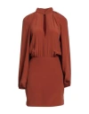 Federica Tosi Woman Mini Dress Brown Size 4 Acetate, Silk, Polyester
