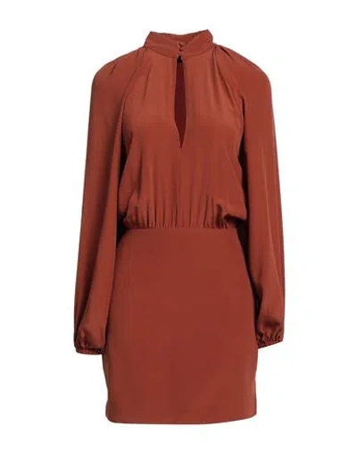 Federica Tosi Woman Mini Dress Brown Size 4 Acetate, Silk, Polyester
