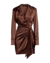 Federica Tosi Woman Mini Dress Brown Size 6 Acetate, Silk