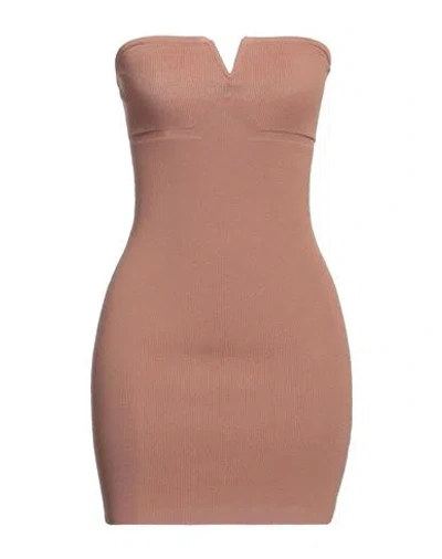 Federica Tosi Woman Mini Dress Camel Size 4 Viscose, Polyester In Beige