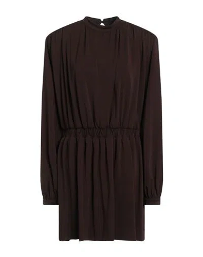 Federica Tosi Woman Mini Dress Dark Brown Size 8 Acetate, Polyamide, Elastane