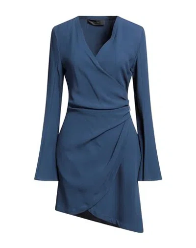 Federica Tosi Woman Mini Dress Navy Size 10 Viscose, Acetate In Navy Blue