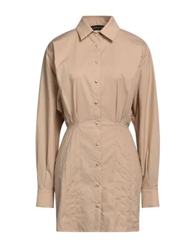 Federica Tosi Woman Mini Dress Sand Size 12 Cotton, Elastane In Beige