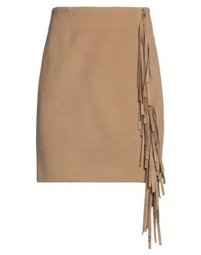 Federica Tosi Woman Mini Skirt Camel Size 4 Virgin Wool, Cashmere In Beige
