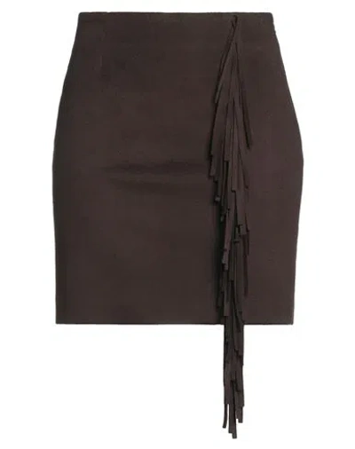 Federica Tosi Woman Mini Skirt Dark Brown Size 4 Virgin Wool, Cashmere