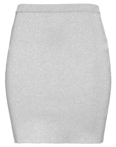 Federica Tosi Woman Mini Skirt Silver Size 8 Viscose, Polyester, Metallic Polyester
