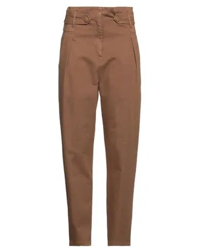 Federica Tosi Woman Pants Brown Size 27 Cotton, Elastane