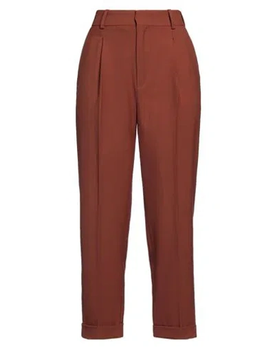 Federica Tosi Woman Pants Brown Size 4 Polyester, Virgin Wool, Elastane