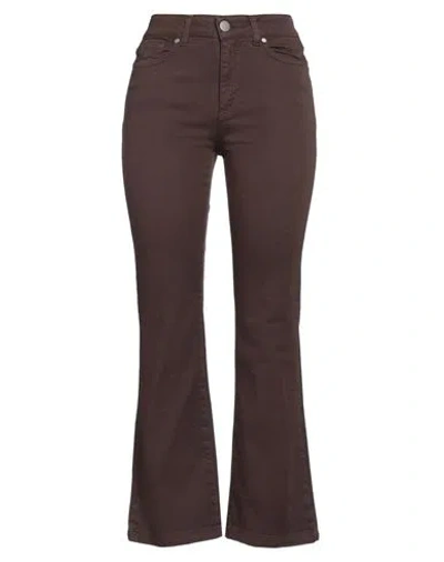 Federica Tosi Woman Pants Dark Brown Size 26 Cotton, Elastane In Multi