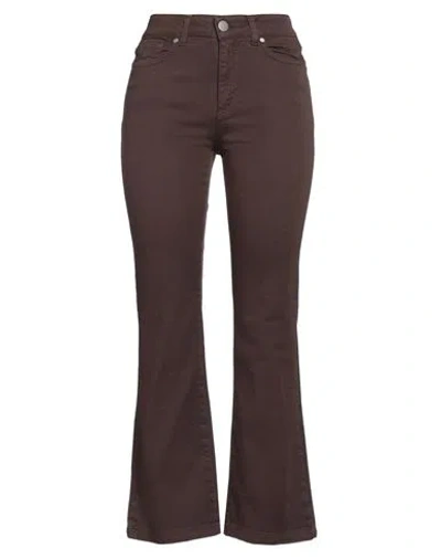 Federica Tosi Woman Pants Dark Brown Size 26 Cotton, Elastane