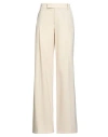 Federica Tosi Beige Palazzo Pants With Pences On The Front In Tech Fabric Woman In White