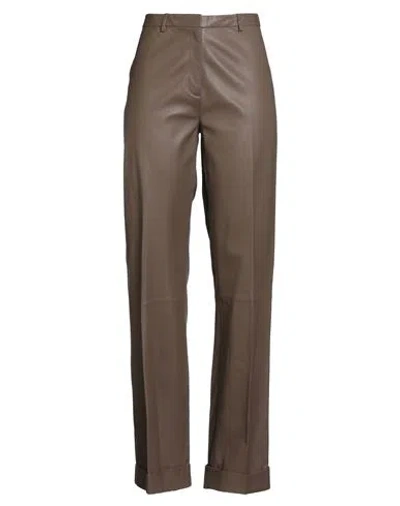 Federica Tosi Woman Pants Khaki Size 6 Leather In Brown
