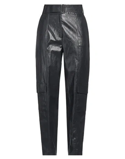 Federica Tosi Woman Pants Lead Size 6 Polyurethane, Viscose, Polyester, Cotton, Metal In Black