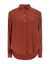 Federica Tosi Woman Shirt Tan Size 4 Acetate, Silk In Brown
