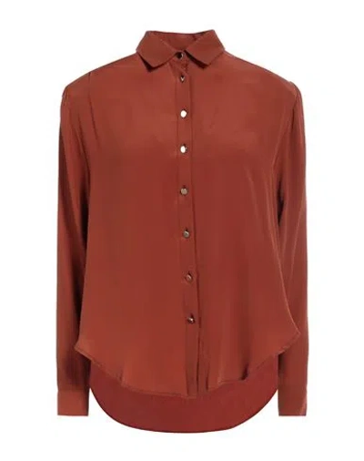 Federica Tosi Woman Shirt Tan Size 4 Acetate, Silk In Brown