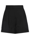 Federica Tosi Woman Shorts & Bermuda Shorts Black Size 6 Polyamide, Wool, Viscose, Elastane In Black