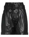 Federica Tosi Woman Shorts & Bermuda Shorts Black Size 8 Leather