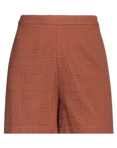 Federica Tosi Woman Shorts & Bermuda Shorts Brown Size 6 Cotton, Polyester