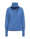 Federica Tosi Blue Detachable-collar V-neck Jumper In Blue