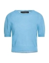 Federica Tosi Woman Sweater Azure Size 8 Mohair Wool, Alpaca Wool, Polyamide In Blue
