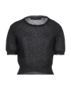 Federica Tosi Woman Sweater Black Size 4 Mohair Wool, Alpaca Wool, Polyamide
