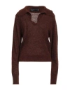 Federica Tosi Woman Sweater Dark Brown Size 4 Mohair Wool, Alpaca Wool, Polyamide In Brown