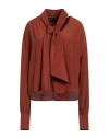 Federica Tosi Woman Top Brown Size 4 Acetate, Silk In Brown