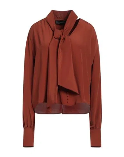 Federica Tosi Woman Top Brown Size 4 Acetate, Silk
