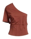 Federica Tosi Woman Top Brown Size 6 Cotton