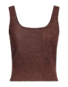 Federica Tosi Woman Top Dark Brown Size 12 Mohair Wool, Alpaca Wool, Polyamide In Brown