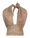 Federica Tosi Woman Top Khaki Size 2 Cotton In Beige