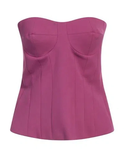 FEDERICA TOSI FEDERICA TOSI WOMAN TOP MAUVE SIZE 4 POLYESTER, VIRGIN WOOL, ELASTANE