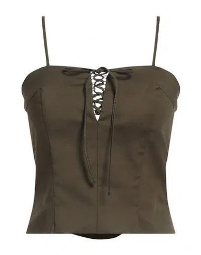 Federica Tosi Lace-up Cropped Top In Green