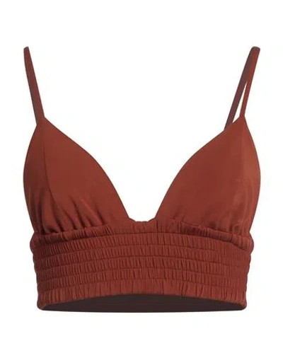 Federica Tosi Woman Top Tan Size 4 Viscose, Elastane In Brown