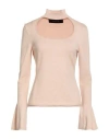 Federica Tosi Woman Turtleneck Beige Size 8 Viscose, Polyester In Pink