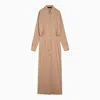 Federica Tosi Striped Viscose Blend Chemisier Dress In Brown