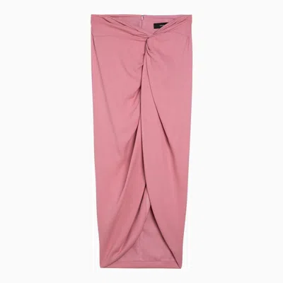 Federica Tosi Women's Pink Viscose Midi Skirt With Knot