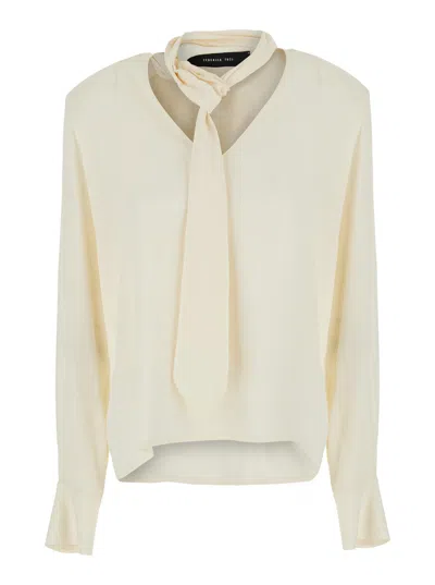Federica Tosi Wool-cashmere V-neck Blouse In Multi