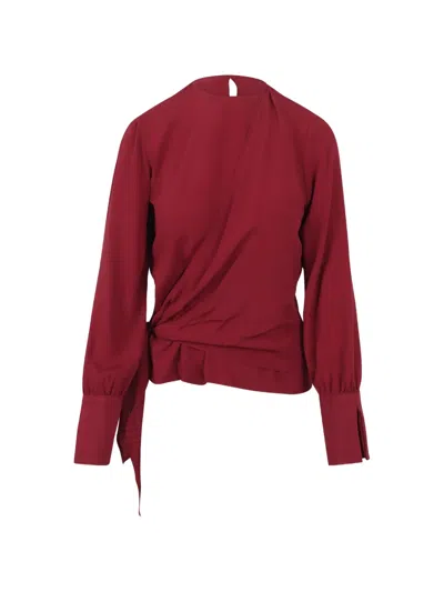 Federica Tosi Wrap-style Long-sleeved Blouse In Red