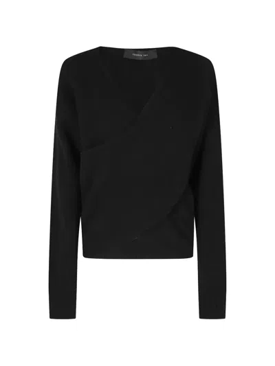 Federica Tosi Wrap-style V-neck Sweater In Black