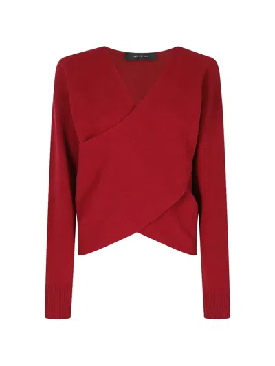 Federica Tosi Wrap-style V-neck Sweater In Red