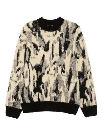 Federico Cina Abstract-print Crew-neck Sweater In Black