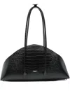 Federico Cina Tortellino Crocodile-embossed Shoulder Bag In Black