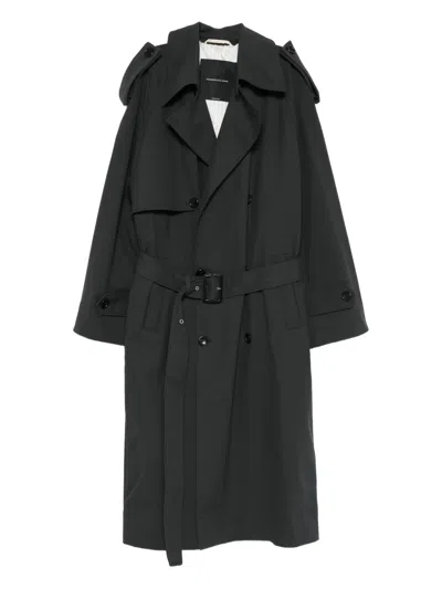 Federico Cina Belted Double-breasted Coat In Black